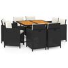 vidaXL Set da Pranzo da Giardino 9 pz con Cuscini Nero in Polyrattan
