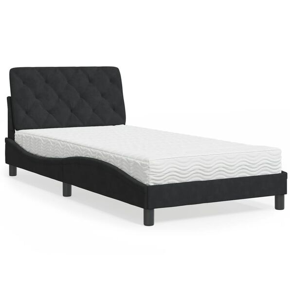 vidaXL Letto con Materasso Nero 100x200 cm in Velluto