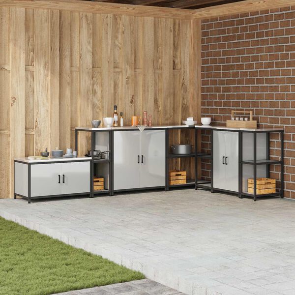 vidaXL Stoccaggio in cucina Argento 30 x 50 x 92 cm Acciaio