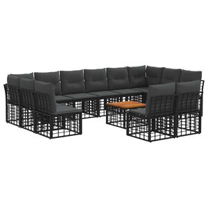 vidaXL Set di divani da esterno 13 pz Nero e Grigio scuro Poliestere