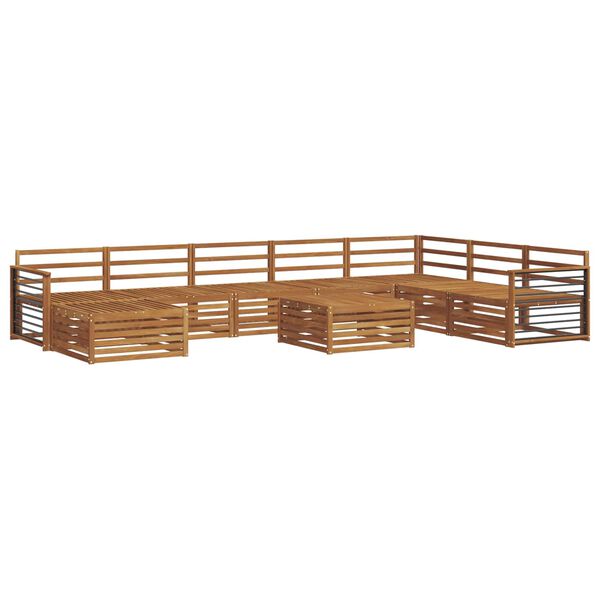 vidaXL Set divani 9 pcs Naturale Legno di Acacia Massello