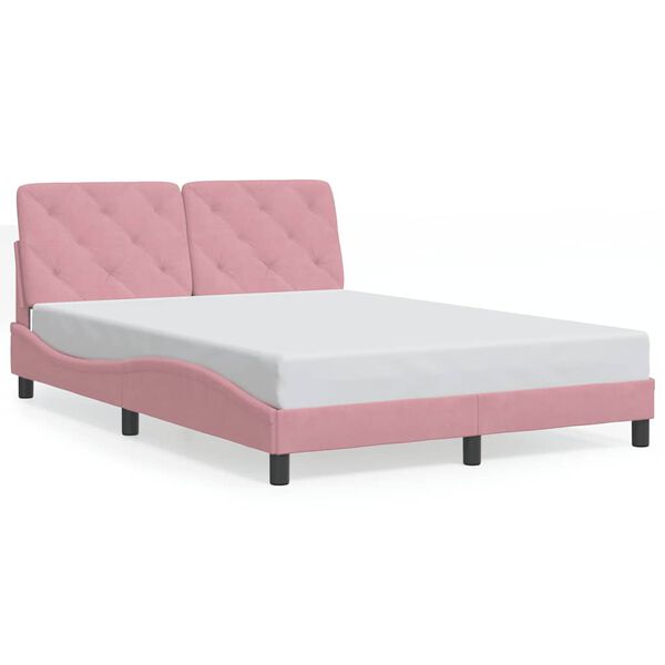 vidaXL Giroletto senza Materasso Rosa 140x190 cm in Velluto