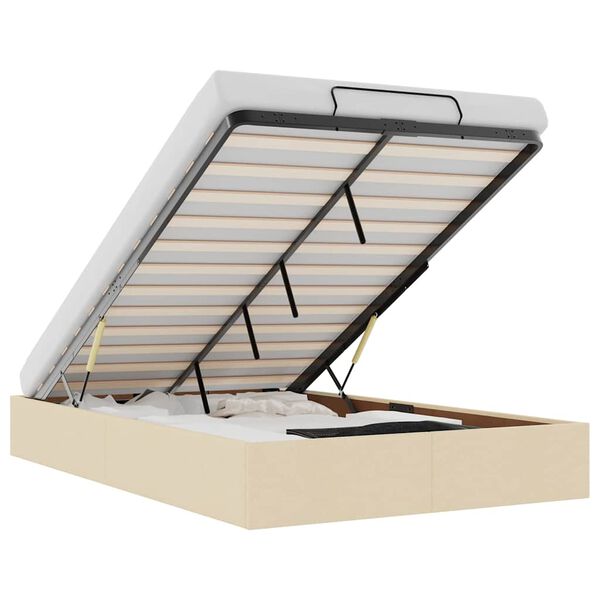 vidaXL Struttura Letto Pouf senza Materasso Crema 120x190cm in Tessuto