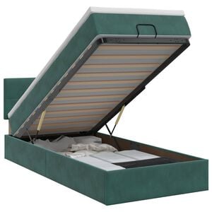 vidaXL Letto ottomano con materasso Verde Scuro 90 x 190 cm Velluto