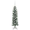vidaXL Albero di Natale Artificiale Sottile Verde e Bianco 120 cm