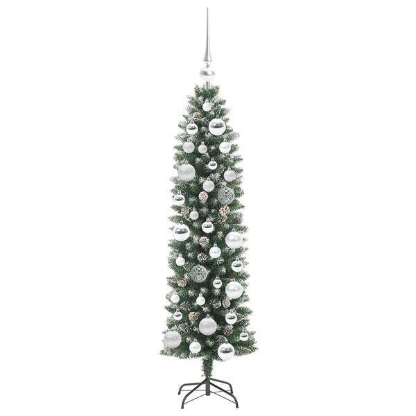 vidaXL Albero di Natale Artificiale Sottile Verde e Bianco 120 cm