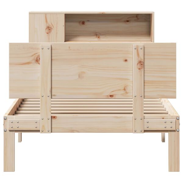 vidaXL Giroletto con Libreria senza Materasso 75x190 cm in Legno Pino