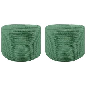 vidaXL Spago di Cotone 2 pz 2 mm 100 m Verde 100% Cotone