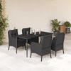vidaXL Set da Pranzo da Giardino 5 pz Nero con Cuscini in Polyrattan