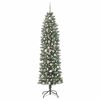 vidaXL Albero di Natale Artificiale Sottile Verde e bianco 210 cm