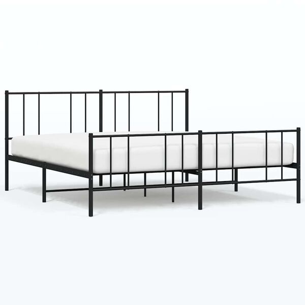 vidaXL Giroletto con Testiera e Pediera Metallo Nero 193x203 cm