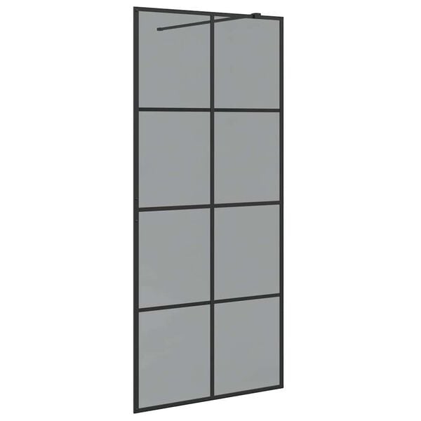 vidaXL Parete Doccia Walk-in Nero 90 x 195 cm vetro temperato