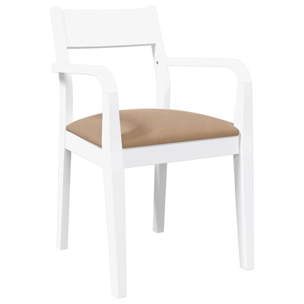 vidaXL Sedie da Pranzo con Cuscini 2 pz Bianco Legno Massello di Hevea