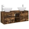 vidaXL Set di mobili per il bagno 3 pz Rovere Fumo 129 x 44,5 x 80 cm