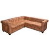 vidaXL Divano Angolare Chesterfield a 5Posti Pelle Artificiale Marrone