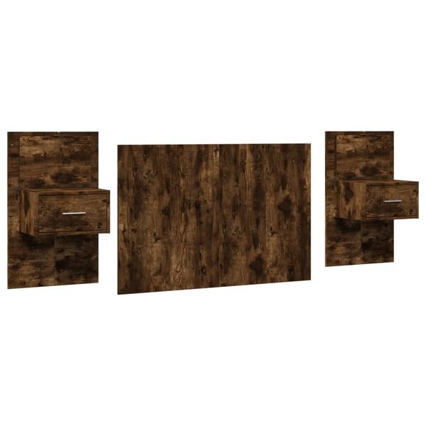 vidaXL Testiera per Letto con Comodini Rovere Fumo 120 cm Multistrato