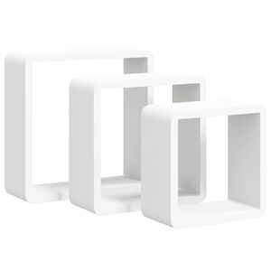 vidaXL Mensole a Cubo da Parete 3 pz Bianche in MDF