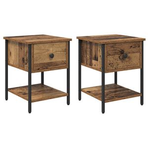 vidaXL Comodino 2 pz Legno vecchio 34 x 35,5 x 45 cm