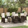 vidaXL Set da Pranzo per Giardino con cuscino 7 pcs Marrone polyrattan