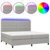 vidaXL Letto a Molle Materasso e LED Grigio Chiaro 200x200 cm Tessuto
