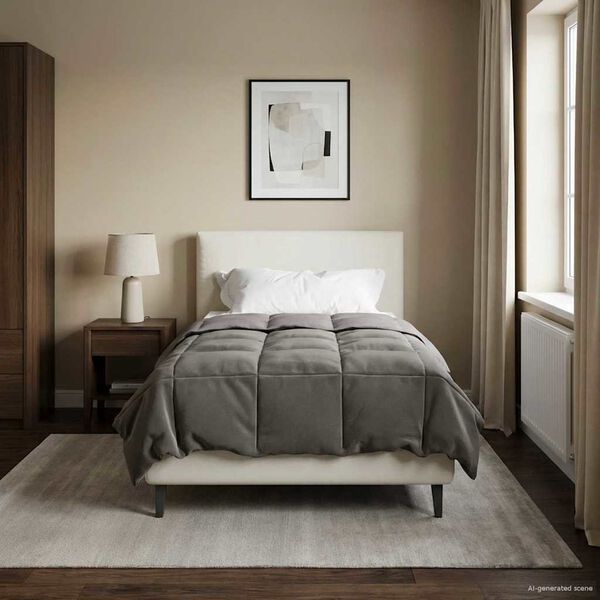 vidaXL Duvet Estivo Trapuntato Grigio chiaro 135 x 200 cm Microfibra