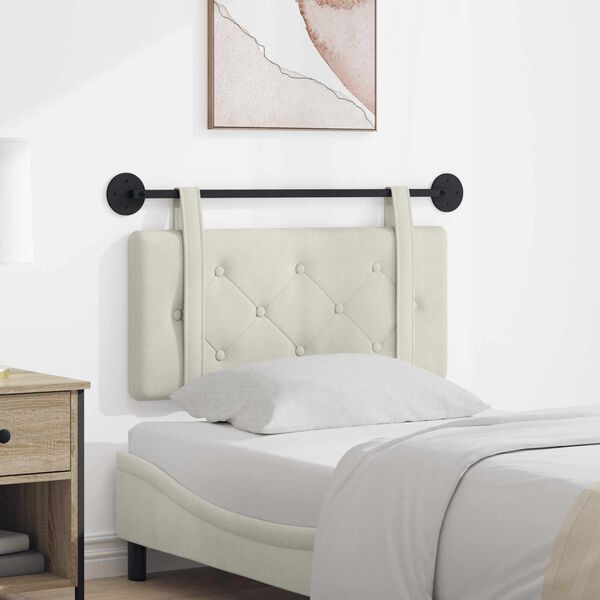 vidaXL Testata appesa Montaggio a parete Crema 100 x 55 x 5 cm Velluto