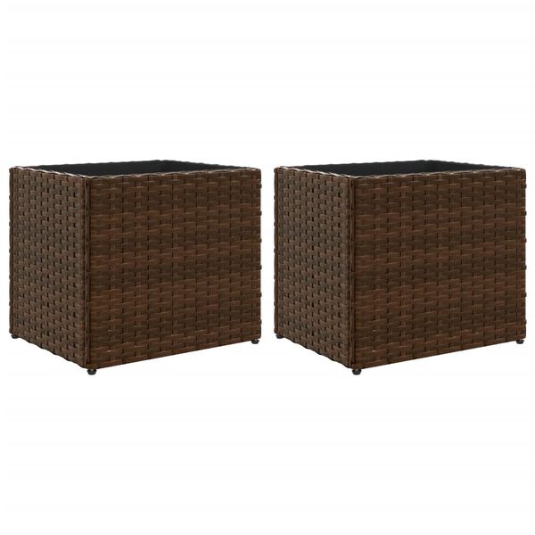 vidaXL Fioriere da Giardino 2 pz Marrone 36x30x32 cm in Polyrattan