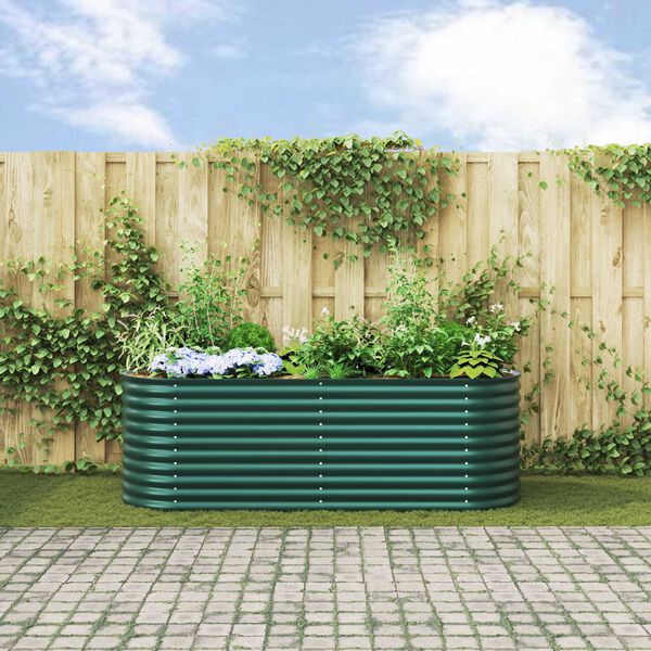 vidaXL Letto rialzato da giardino Verde 240 x 80 x 81 cm Acciaio
