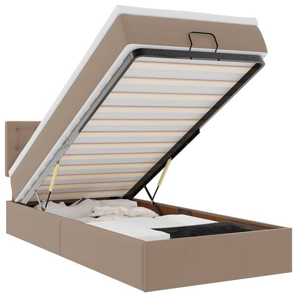 vidaXL Struttura Letto Pouf con Materasso 100x200 cm Similpelle