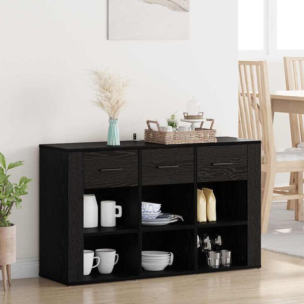 vidaXL Credenza Rovere Nero 100 x 30 x 59,5 cm Legno multistrato