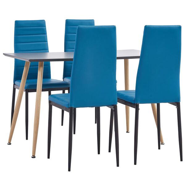 vidaXL Set da Pranzo 5 pz in Similpelle Blu Mare