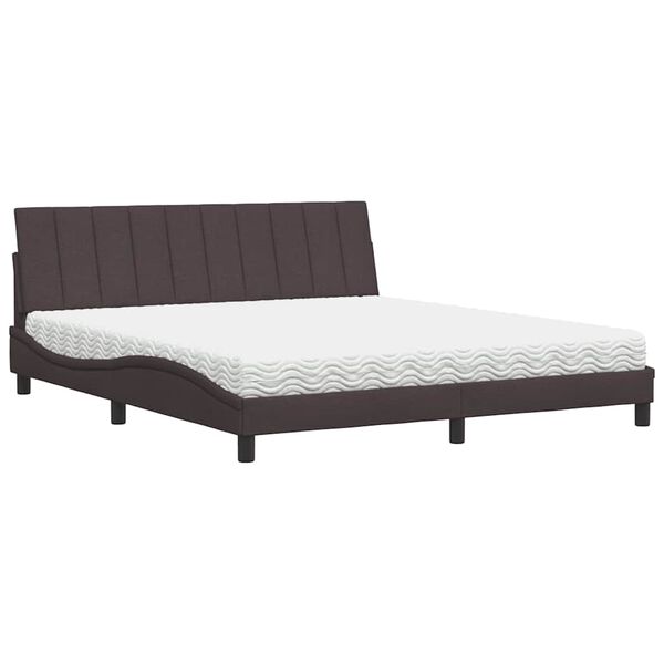 vidaXL Letto con Materasso Hanko Marrone Scuro 180x200cm Tessuto