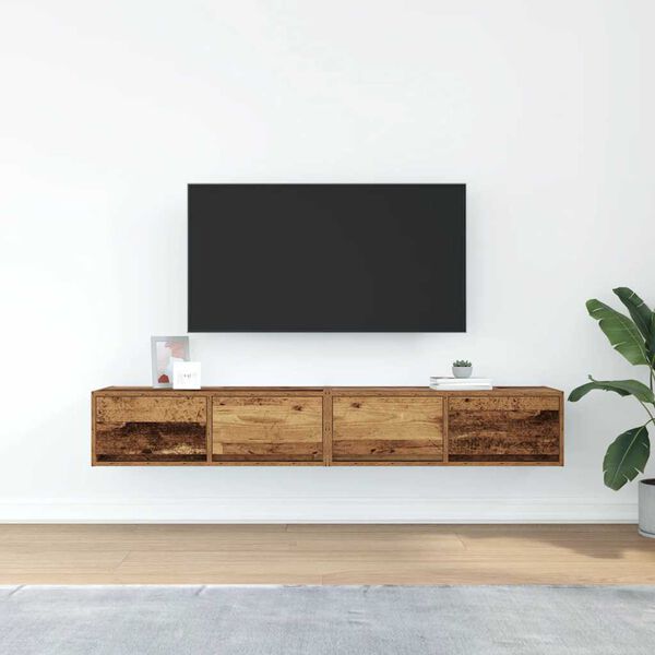 vidaXL Mobili Porta TV 2 pz Legno Antico 80x31x25,5 cm in Truciolato