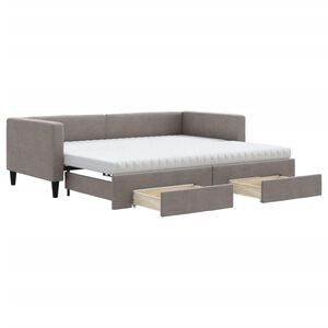 vidaXL Divano Letto Estraibile con Cassetti Tortora 90x200 cm Tessuto