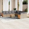 vidaXL Set Divani da Giardino 11 pz con Cuscini Beige in Polyrattan