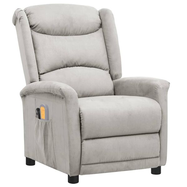 vidaXL Poltrona Massaggio Elettrica Grigio Chiaro Tessuto Microfibra