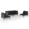 vidaXL Set Divani da Giardino 4 pz con Cuscini Polyrattan Grigio Scuro