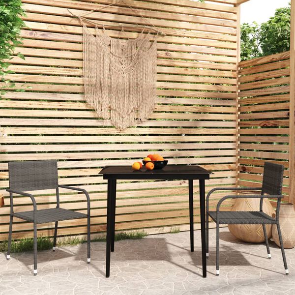 vidaXL Set Mobili da Pranzo per Giardino 3 pz Grigio
