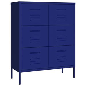 vidaXL Cassettiera Blu Marino 80x35x101,5 cm in Acciaio