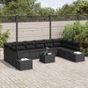 vidaXL Set Divano da Giardino con cuscino 10 pcs Nero Polyrattan