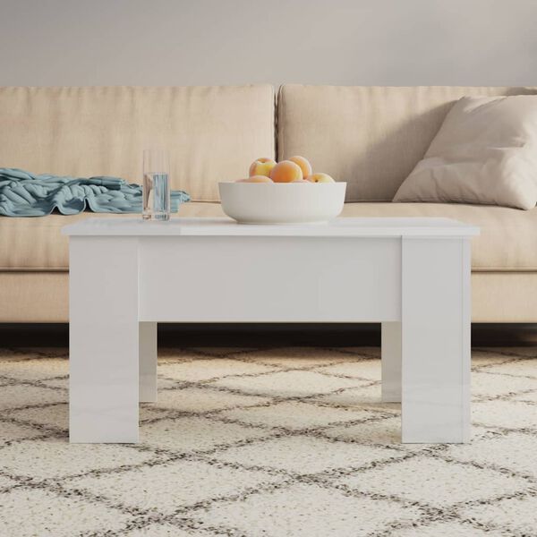 vidaXL Tavolino Salotto Bianco Lucido 79x49x41 cm in Legno Multistrato