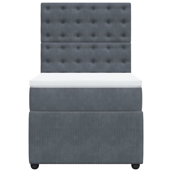 vidaXL Giroletto a Molle con Materasso Grigio Scuro 90x200 cm Velluto