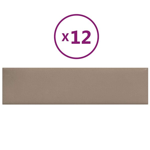 vidaXL Pannelli Murali 12 pz Cappuccino 60x15 cm Similpelle 1,08 m²