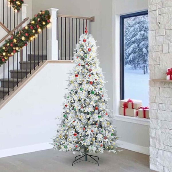 vidaXL Albero di Natale Artificiale con Rami Pieghevoli Bianco 240 cm