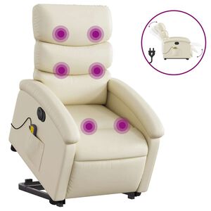vidaXL Poltrona Alzapersona Elettrica Reclinabile Crema in Similpelle