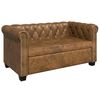 vidaXL Divano Chesterfield a 2 Posti in Finta Pelle Marrone