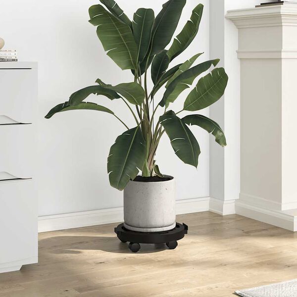 vidaXL Carrelli per Piante con Ruote 5 pz Diametro 30 cm Neri 170 kg