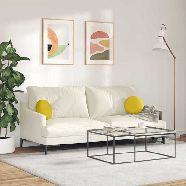 vidaXL Cuscini per Seduta 2 pcs Giallo Ø 40 x 13 cm Velluto