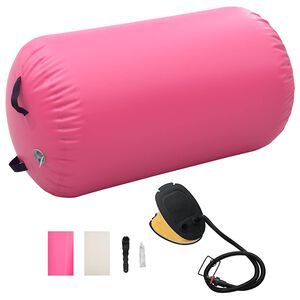 vidaXL Rullo da Ginnastica Gonfiabile con Pompa 100x60 cm in PVC Rosa