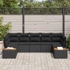 vidaXL Set Divano da Giardino con cuscino 7 pcs Nero Polyrattan